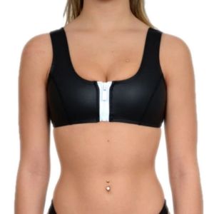 Hoaka black neoprene zip up bikini top small +
